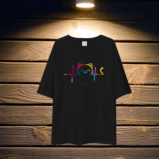 Cat HearBeat Desing T-shirt