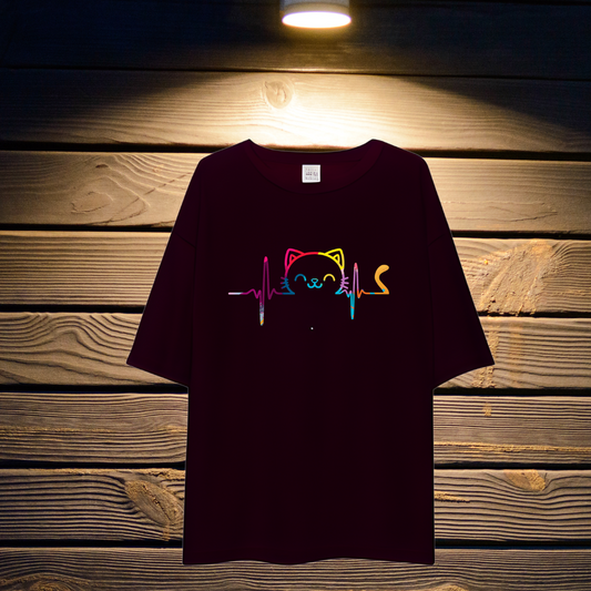 Cat HearBeat Desing T-shirt